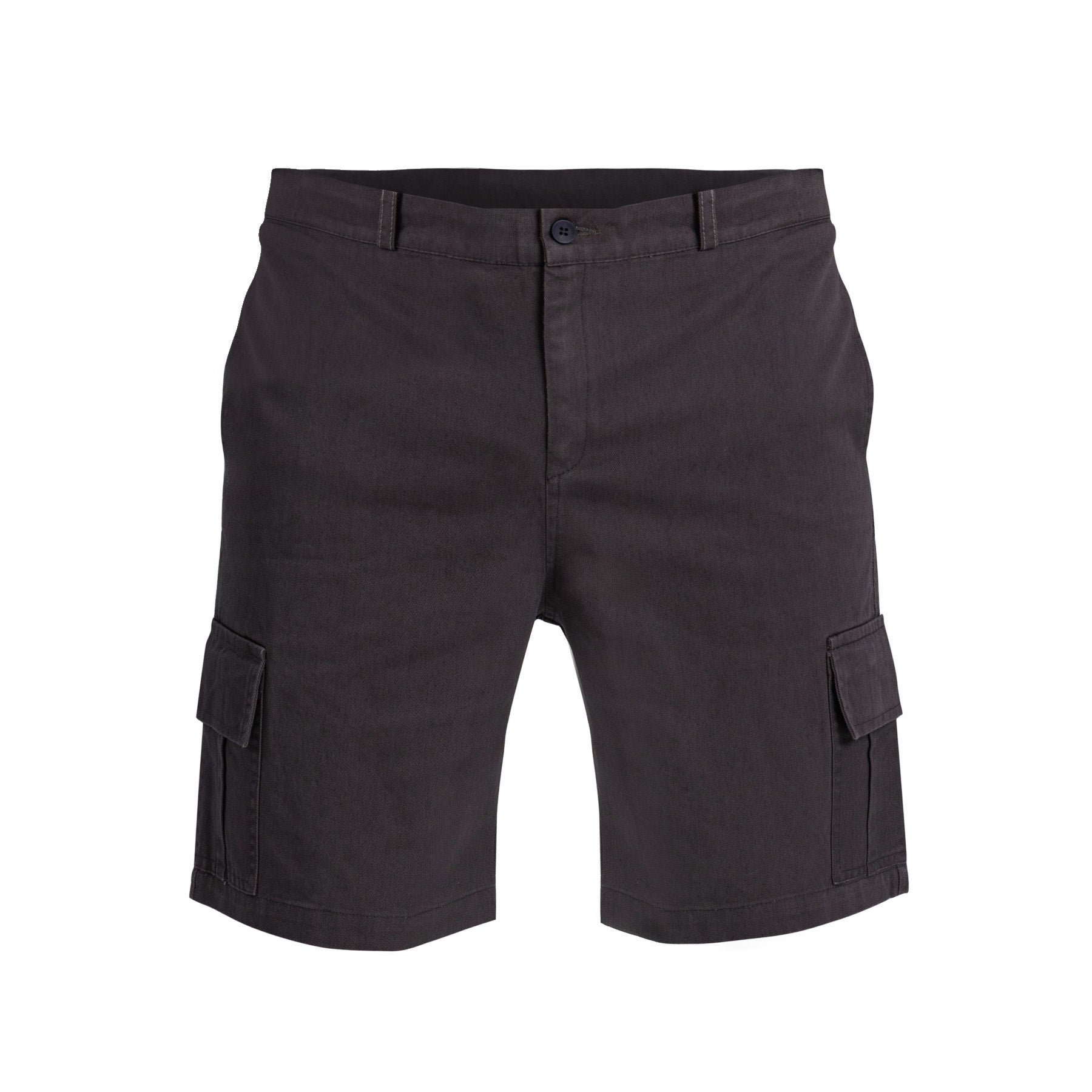 DARK GREY COTTON GABARDINE CARGO SHORTS